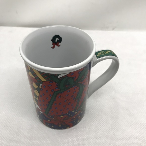 Gw Other - Colorful Presents Funnel Wide Rim Coffee Mug HOLIDAY LIMITED EDITION 1995 VINTAG